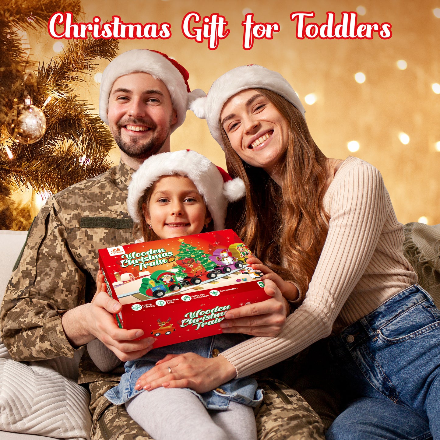 Vanmor Christmas Train Set for Toddlers