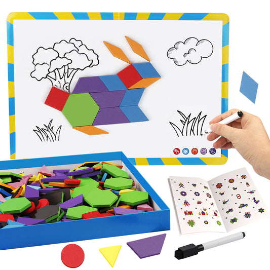 Vanmor 216PCS Magnetic Pattern Blocks Set