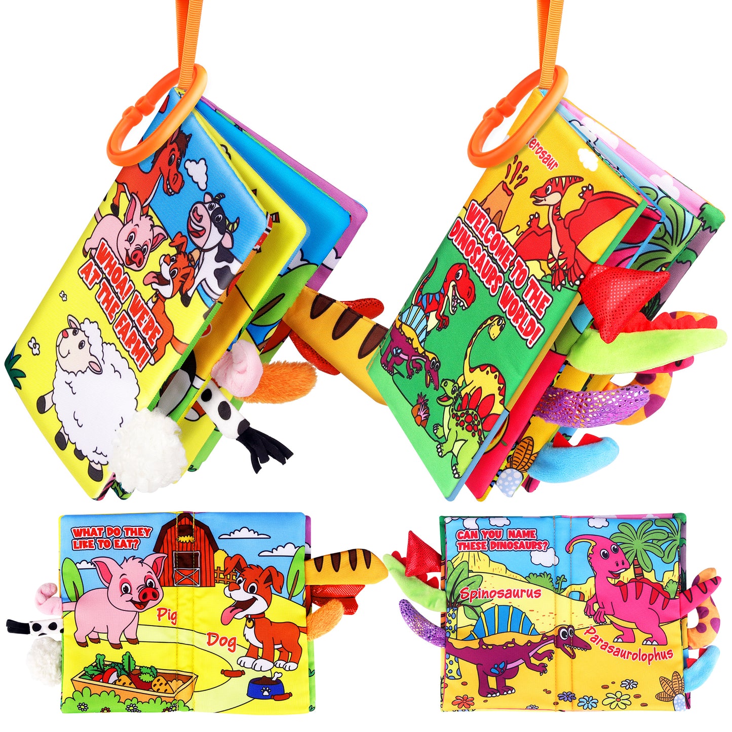 Vanmor 2 Pack Baby Cloth Books, High Contrast Sensory Crinkle Toys for 0-6 Months