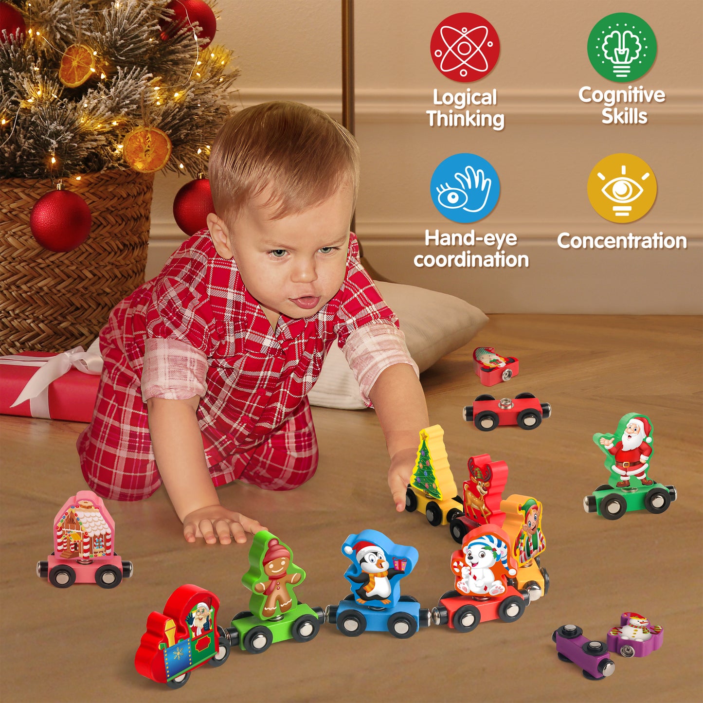 Vanmor Christmas Train Set for Toddlers