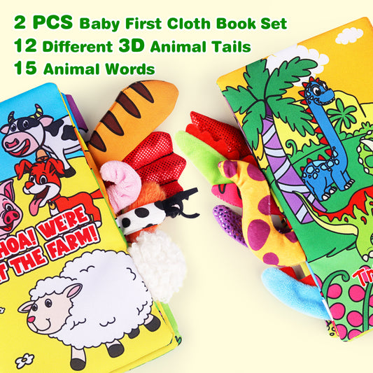 Vanmor 2 Pack Baby Cloth Books, High Contrast Sensory Crinkle Toys for 0-6 Months
