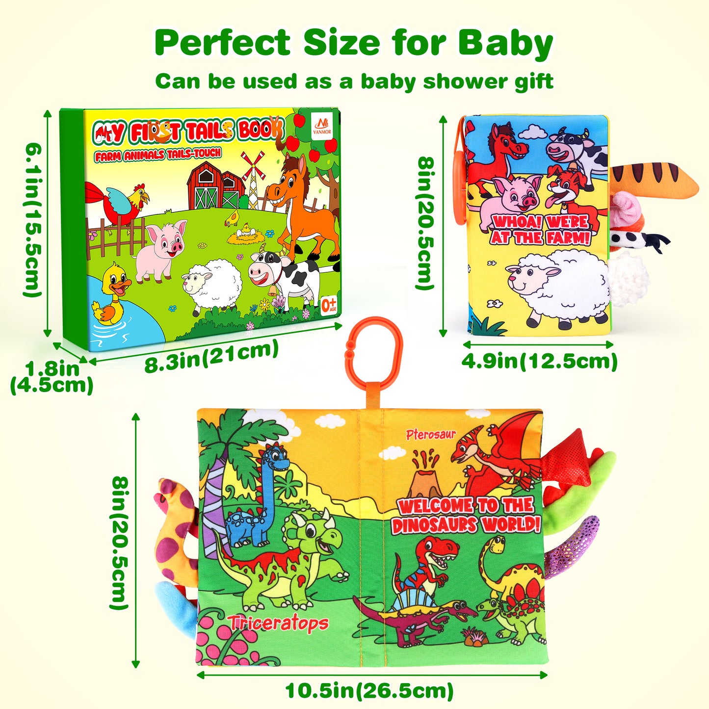 Vanmor 2 Pack Baby Cloth Books, High Contrast Sensory Crinkle Toys for 0-6 Months