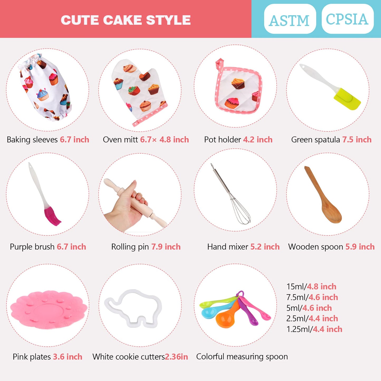 Vanmor 24 Cute Kids Cooking and Baking Sets