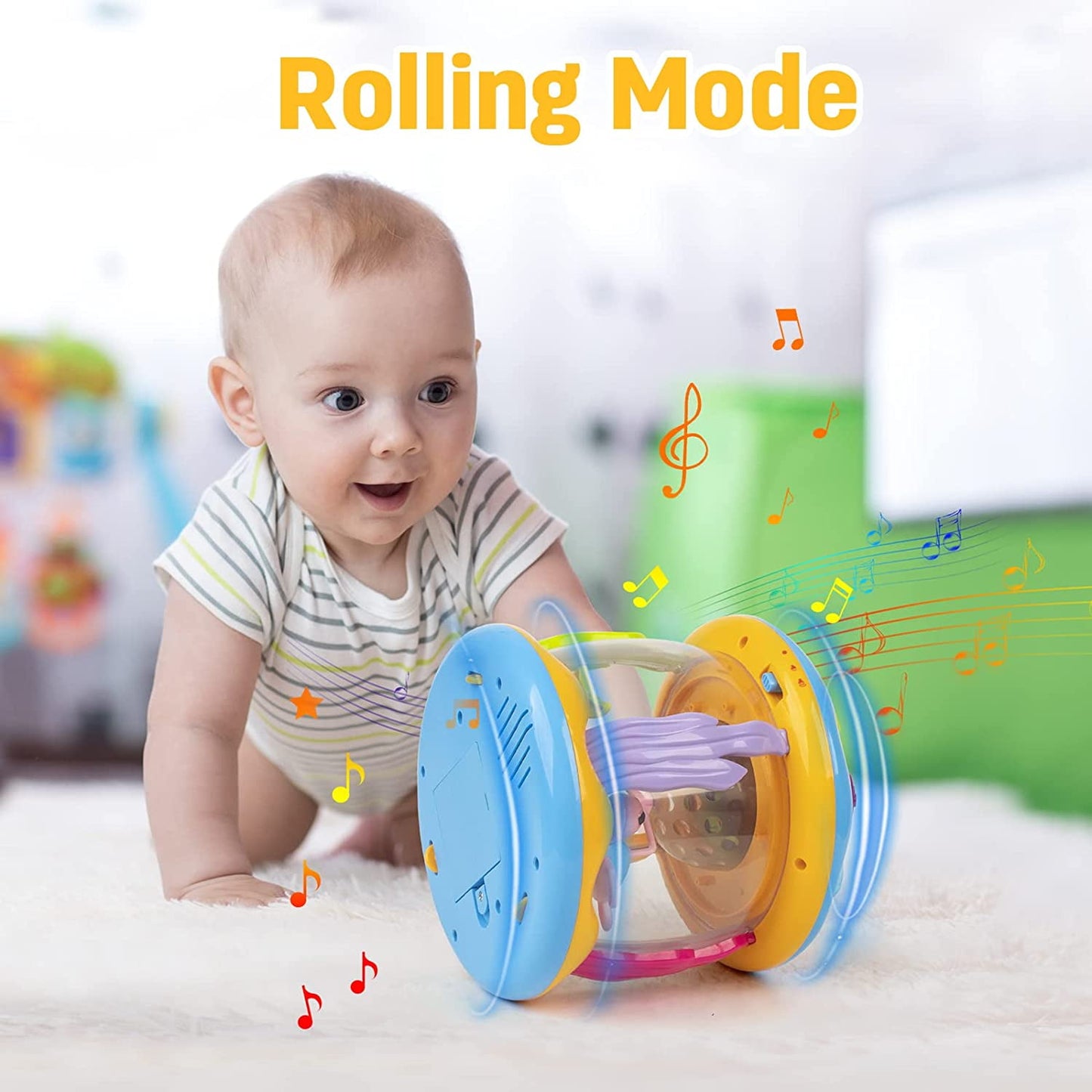 Vanmor Baby Musical Toys with Light Up for Toddlers 1 2 3, Christmas Toys Rotating Ocean Projector Infant Toys 12-18 Month, Sitting Crawling Interactive Toys for Babies, Gifts Toys for Toddler