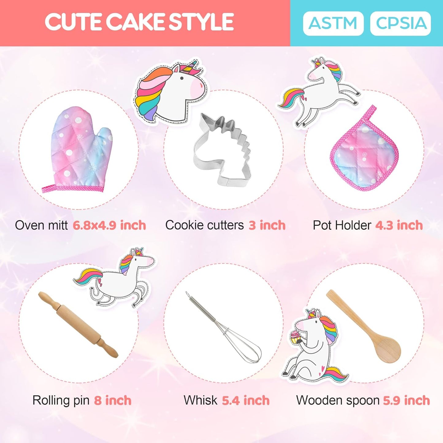 Vanmor Unicorn Kids Cooking and Baking Sets