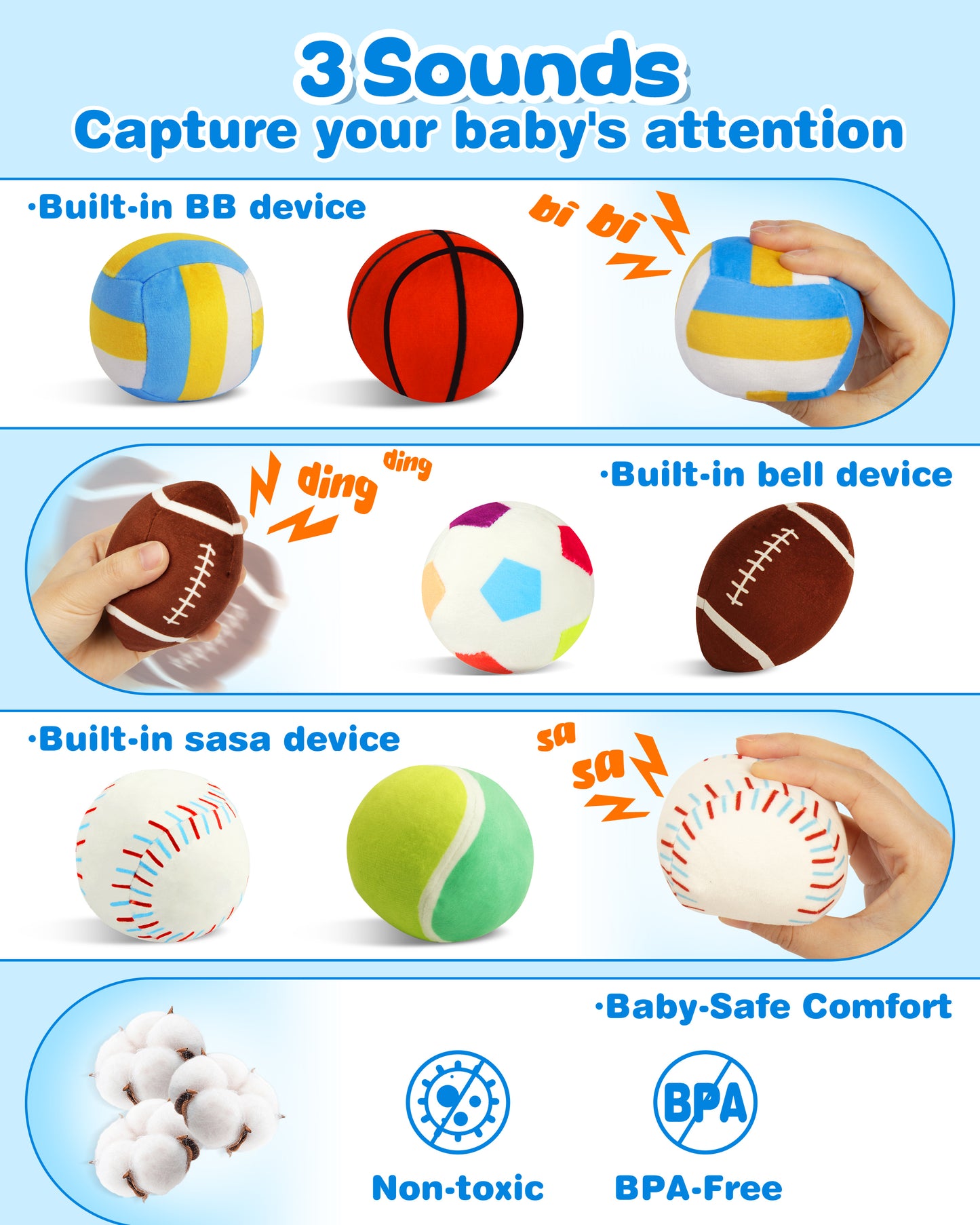 Vanmor My First Sensory Sports Balls for Babies