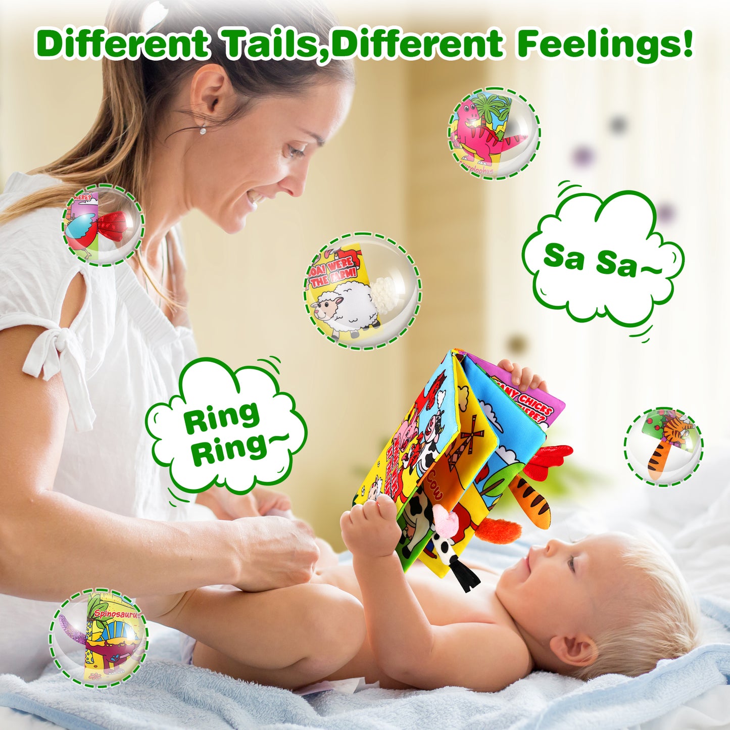 Vanmor 2 Pack Baby Cloth Books, High Contrast Sensory Crinkle Toys for 0-6 Months