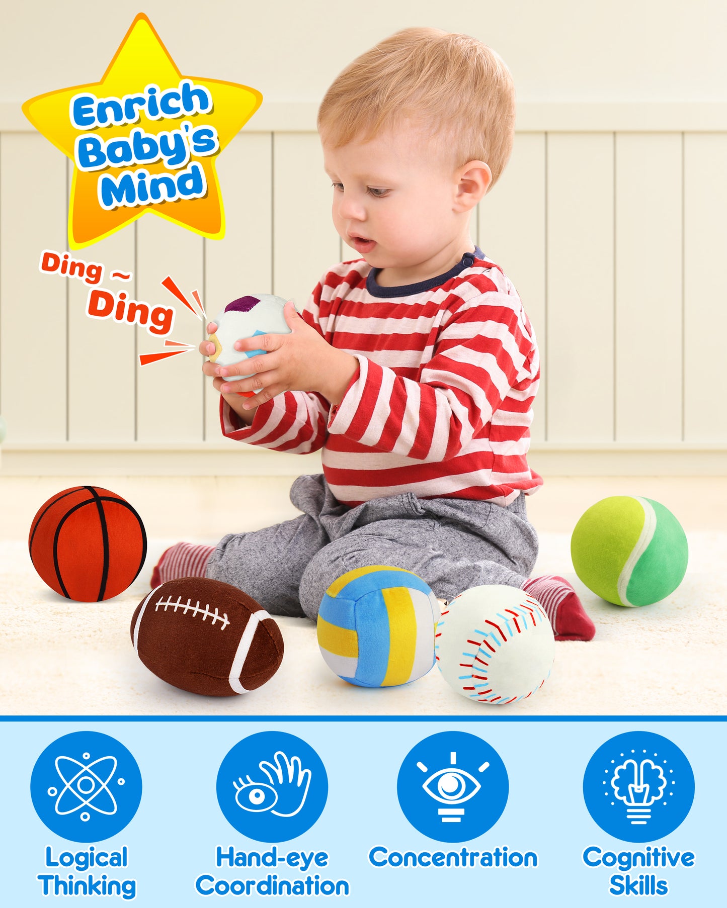 Vanmor My First Sensory Sports Balls for Babies
