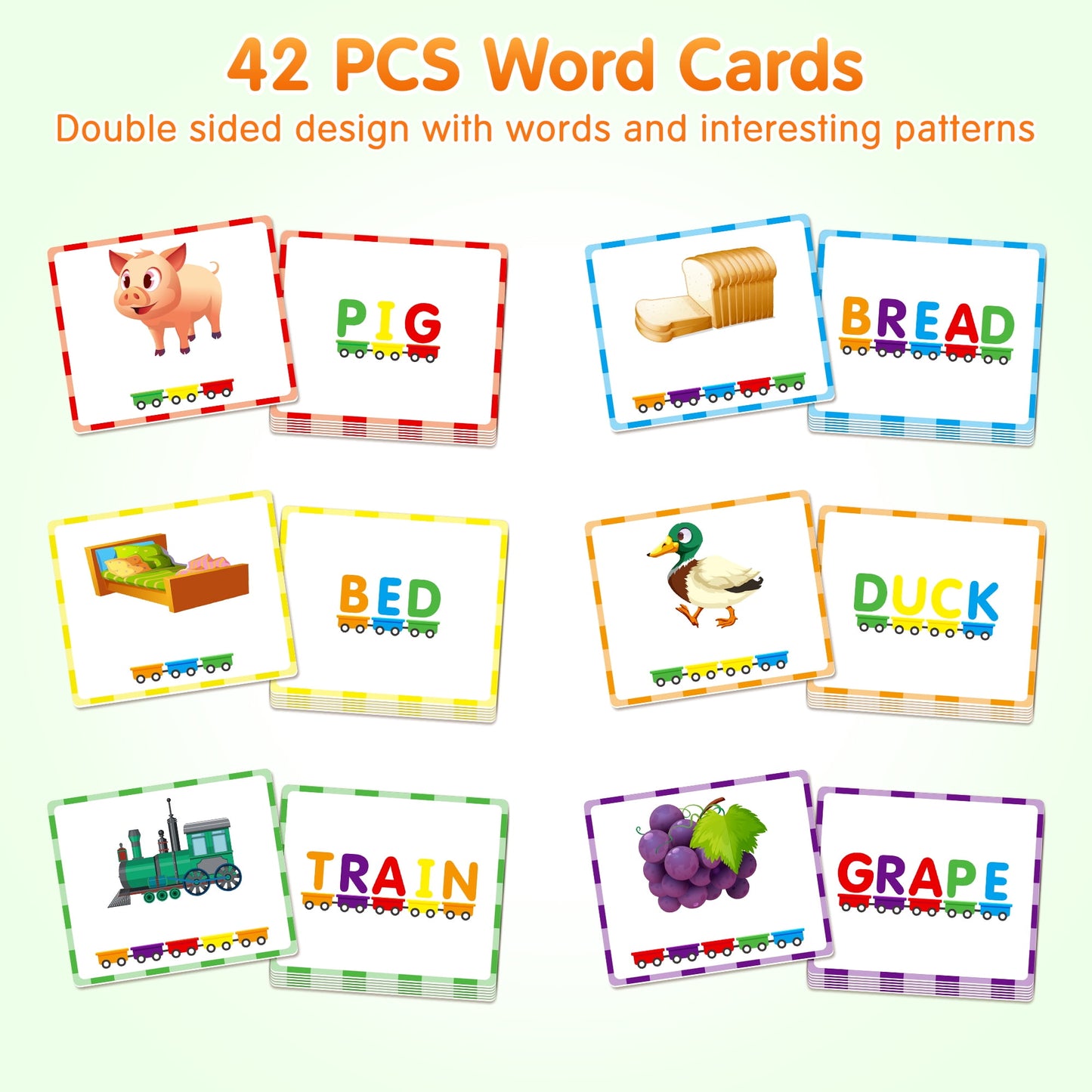 Vanmor 27 PCS Preschool Alphabet Toys Magnetic Wooden Train Sets | ABC Letter Learning Toy Trains with 42 PCS Flash Cards | Kids Boys Girls Educational Toys for 3 4 5 6 7 Years Old