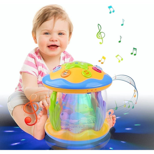 Vanmor Baby Musical Toys with Light Up for Toddlers 1 2 3, Christmas Toys Rotating Ocean Projector Infant Toys 12-18 Month, Sitting Crawling Interactive Toys for Babies, Gifts Toys for Toddler